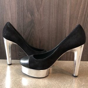 Chanel silver platforms